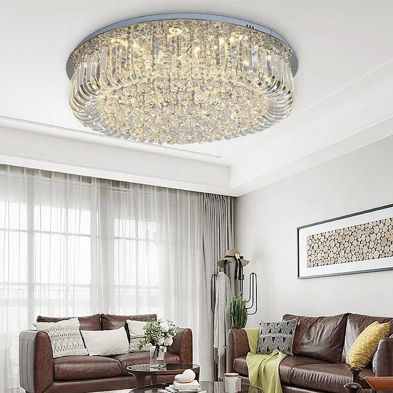 Modern Gold Circle Crystal Ceiling Light For Hotel Lobby Bedroom Ceiling Lamp