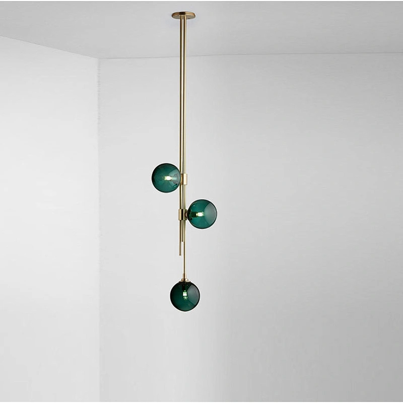 Dining Room Bedside Dark Green Glass Chandelier Modern Bar Hotel Pendant Lamp