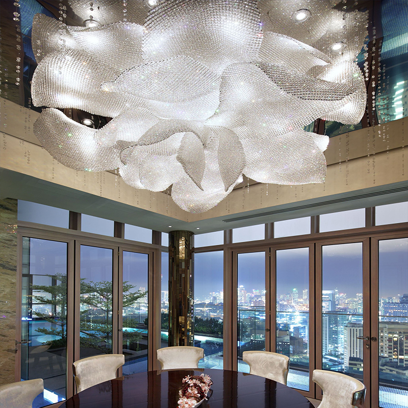 Custom design decoration project hotel large  lobby luxury big crystal chandelier