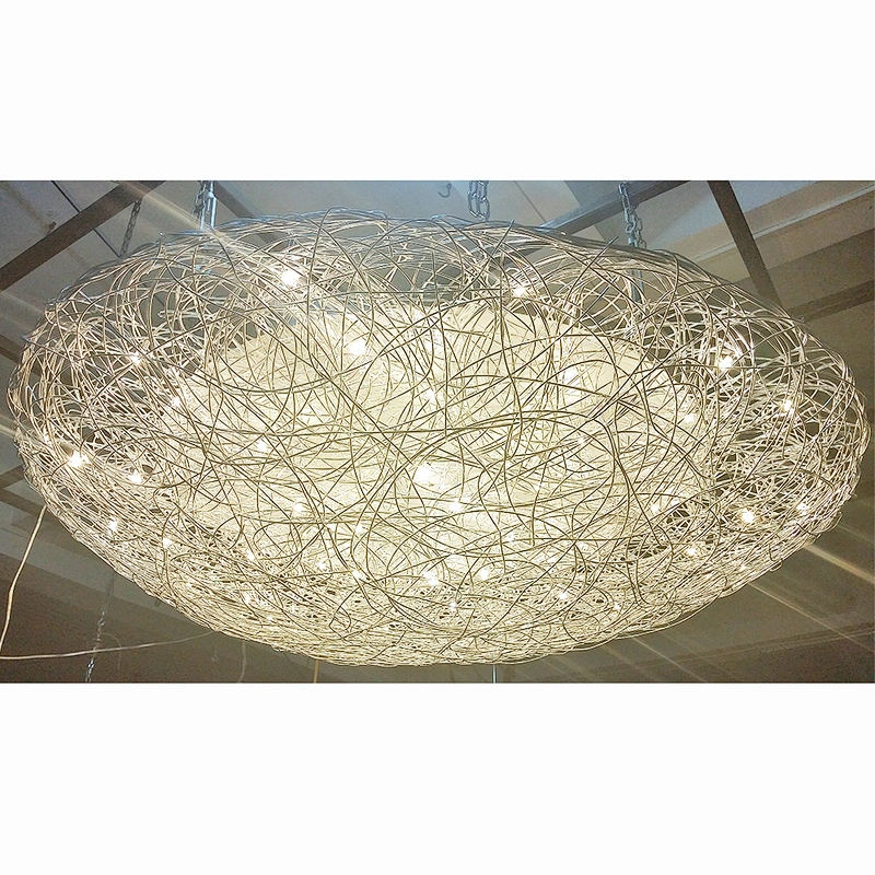 Modern pendant light dining room hotel large luxury handcrafted aluminum mesh wire ceiling lamp