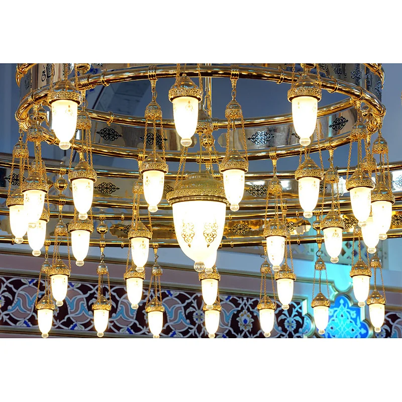 Morocco Lighting Crystal Chandelier Islamic Mosques Custom Designed Copper LED Aluminum 80 Hotel Traditional
