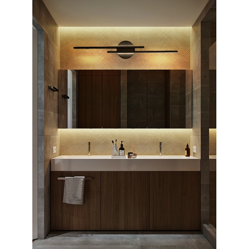 Simple Bar Iron Black And White Hotel Waterproof Bathroom Wall Light Custom Hotel Decor 14W/16W Mirror Wall Light Ip44