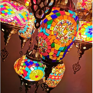 Custom Hotel Iron Lighting Hotel Villa Decorated Moroccan Paid Glass Chandeliers&pendant lights