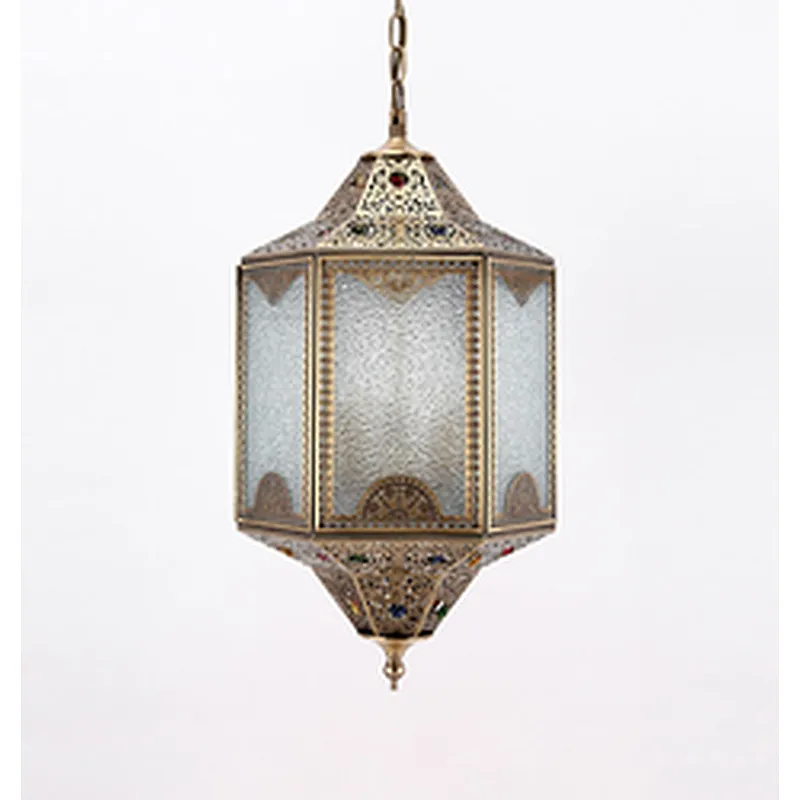 Islamic Chandeliers Iron Lamps with Nostalgic Moroccan Style Chandeliers&pendant Lights Frosted Glass Custom Hotel Restaurant 90