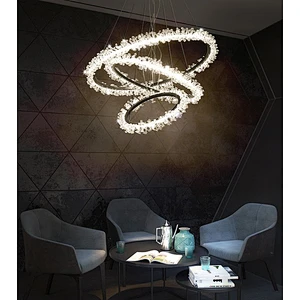 Nordic modern simple crystal chandelier ring chandelier duplex building living room bedroom art dining room light luxury model r