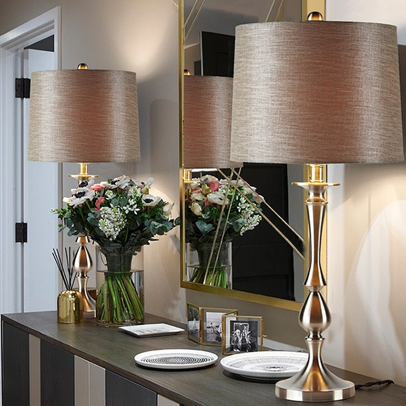 European style silver with fabric lamp shape