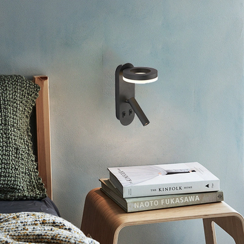 Nordic Hotel Bedside Reading Lamp Double Control Led Wall Lamp Customized Hotel Decor Can Rotate Eye Protection Reading Light