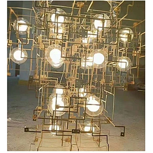 Hotel Lobby Bar Creative Led Personality Full Of Starlight Cubic Chandelier Engineering Crystal Custom Lamp