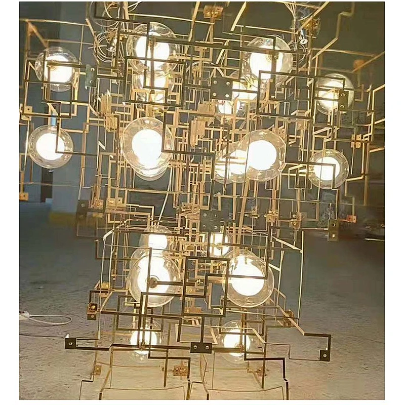 Hotel Lobby Bar Creative Led Personality Full Of Starlight Cubic Chandelier Engineering Crystal Custom Lamp