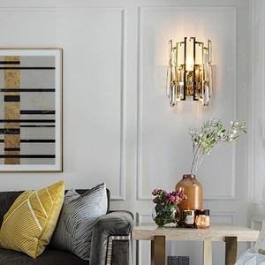 Modern Europe Style Garden Corridor Glass Crystal Luxury Bedside Wall Lamp