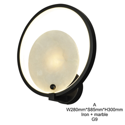 Modern indoor nordic hotel brass marble luxury bedside reading light wall lamp