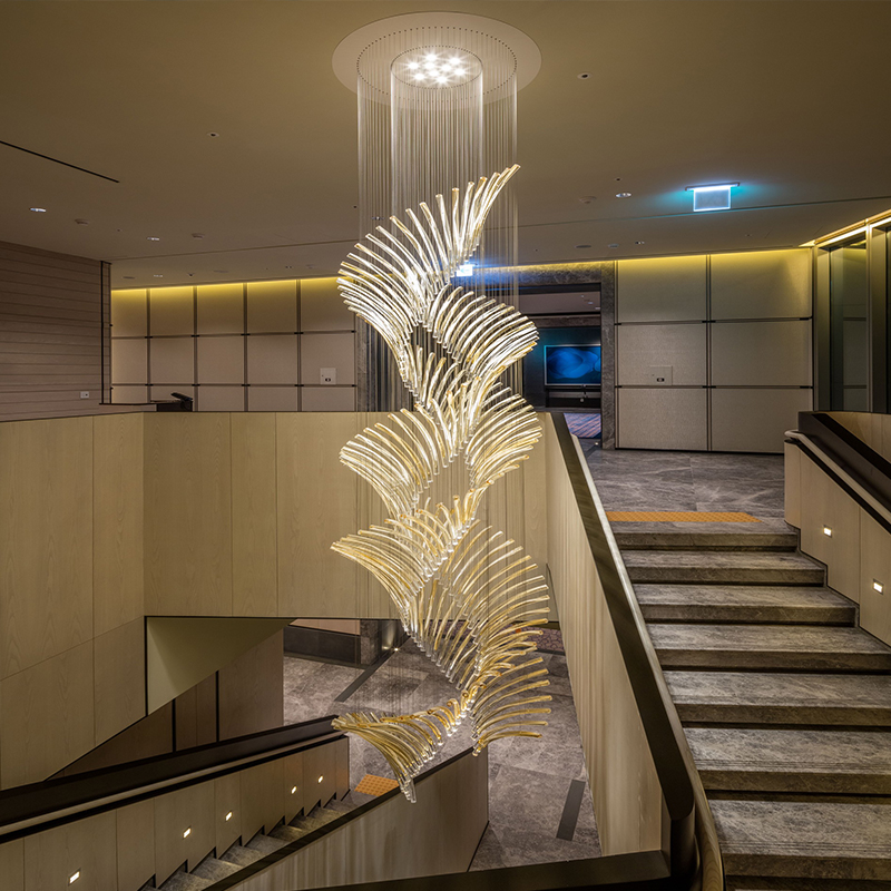 Customizable Large Hotel Stairs Hall Decorative Glass Tube Chandelier