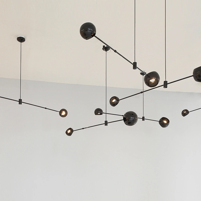 Modern nordic simple  living room bedroom led lighting chandelier matt black finish