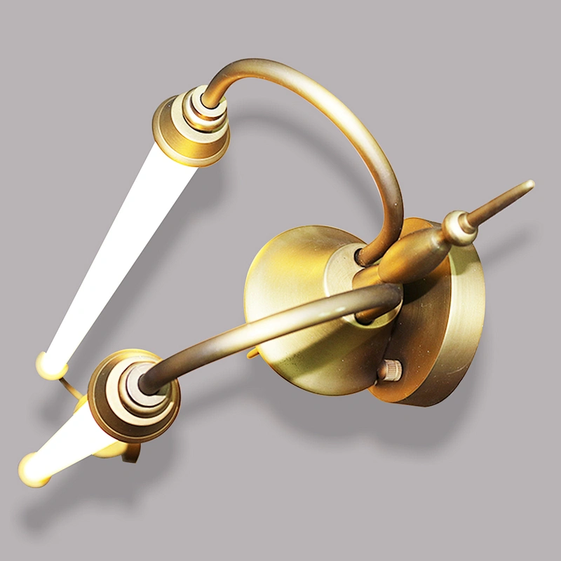 Modern hotel decorative lighting brass retro double LED wall lamp