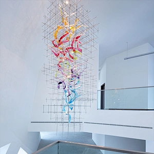 Customizable Modern design decoration project big hotel lobby art stained glass Chandelier