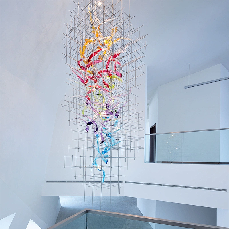 Customizable Modern design decoration project big hotel lobby art stained glass Chandelier
