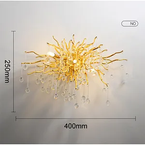 Modern golden branch bed head lighting bedroom bed head wall lamp Luxury Iron Wall Sconce Light wall lamp for hotel
