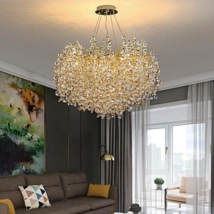 Villa Crystal Chandelier Round Dining Lamp For Living Room