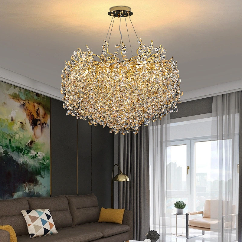 Villa Crystal Chandelier Round Dining Lamp For Living Room