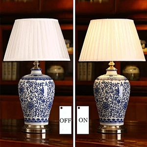 ceramics desk lights  fabric shade table lamp sftand lamp with swithc on and of