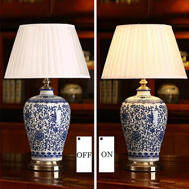 ceramics desk lights  fabric shade table lamp sftand lamp with swithc on and of