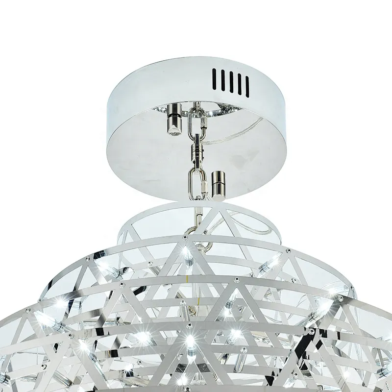 Custom lighting new innovation simple geometry stainless steel led ceiling lights chandelier