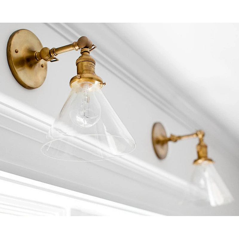 Modern vintage industrial bed side led brass wall lamp