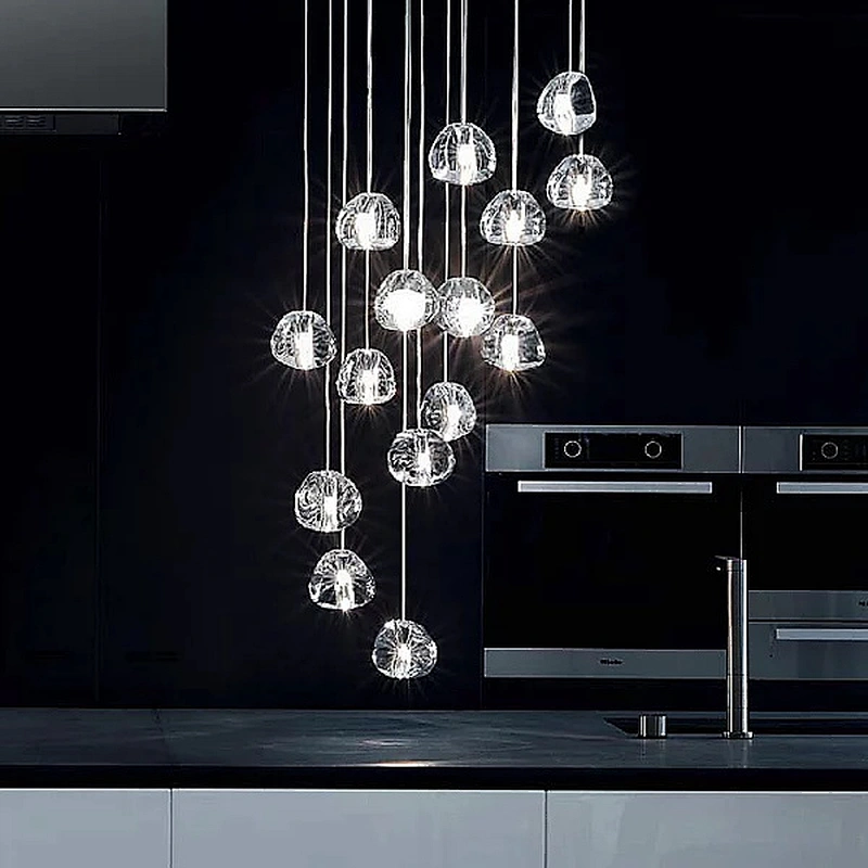 Modern hotel engineering glass ball chandeliers decoration custom hotel lobby villa rotating ladder chandeliers&pendant lights