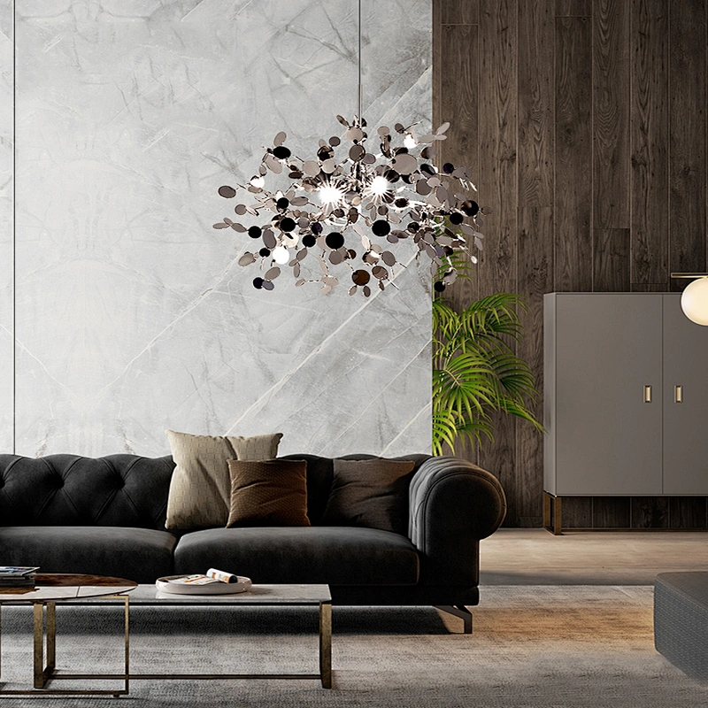 Modern design hotel restaurant living room decorative lighting stainless steel led ceiling chandelier