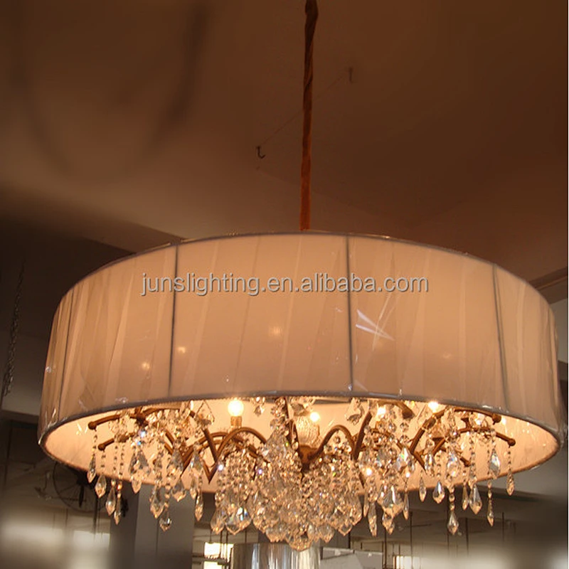 Fancy Fabric Shade Pendant Light With Crystal Hanging Chandeliers Pendant Lights