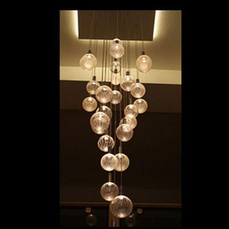 OEM ODM Alibaba Duplex Building Lobby Chandelier Villa Spiral Staircase Pendant Light Glass Lamp