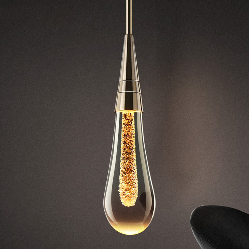 Nordic luxury crystal hotel bedroom bed chandelier contracted restaurant bar front desk water drop stair long chandelier