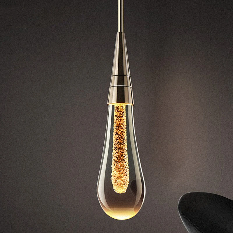 Nordic luxury crystal hotel bedroom bed chandelier contracted restaurant bar front desk water drop stair long chandelier