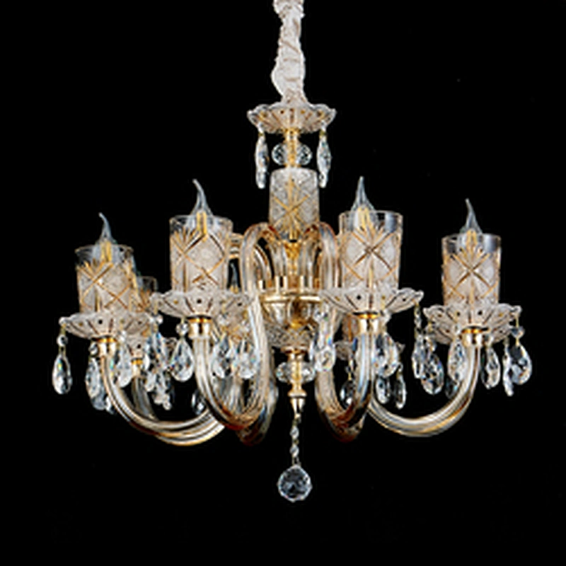 Elegant luxury high quality crystal chandelier fine glass carved led ceiling light