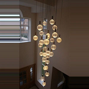 OEM ODM Alibaba Duplex Building Lobby Chandelier Villa Spiral Staircase Pendant Light Glass Lamp