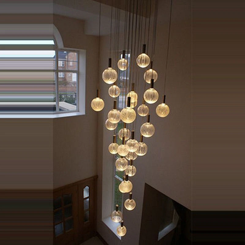 OEM ODM Alibaba Duplex Building Lobby Chandelier Villa Spiral Staircase Pendant Light Glass Lamp