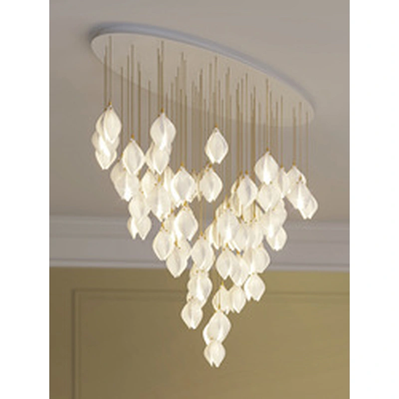 New ceramic magnolia stairwell chandelier designer Hotel lobby restaurant loft long chandeliers&pendant lights