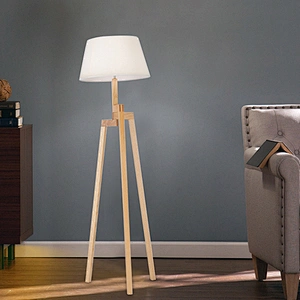 High quality hotel wood tripod standing floor lamp for living room