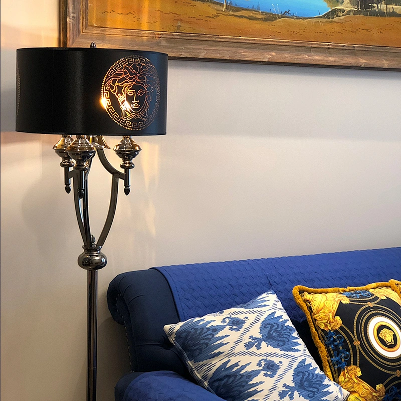 Modern decoration vintage luxury sculpture black and gold floor lamp