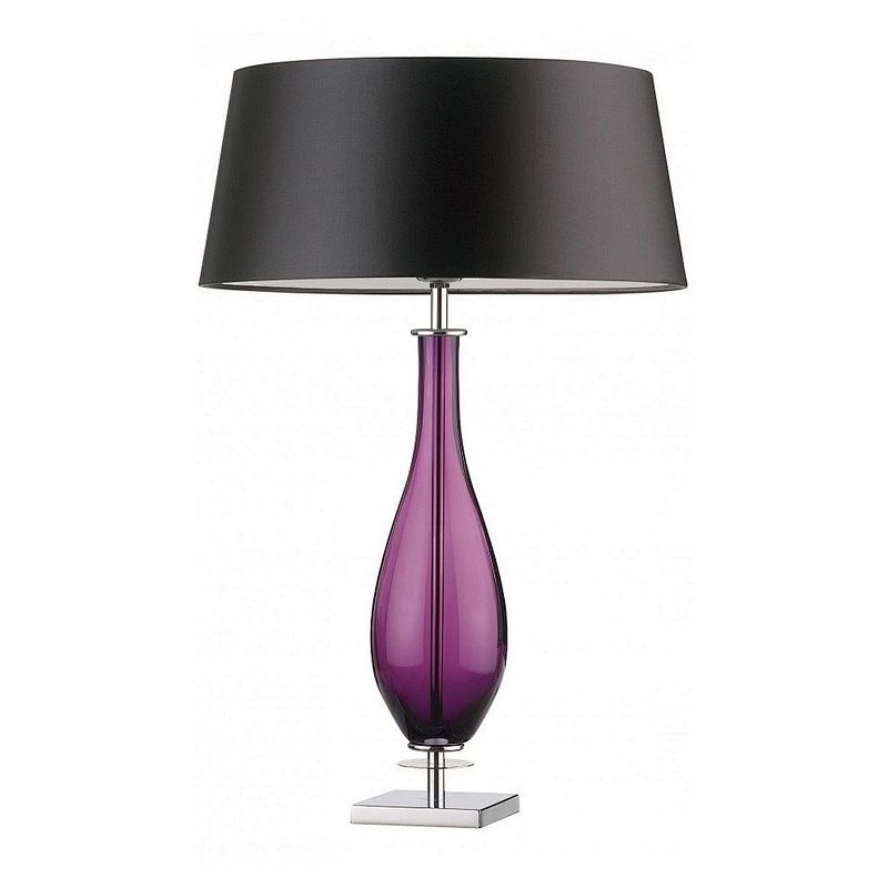 zhongshan purple glass table lamp with fabric shade