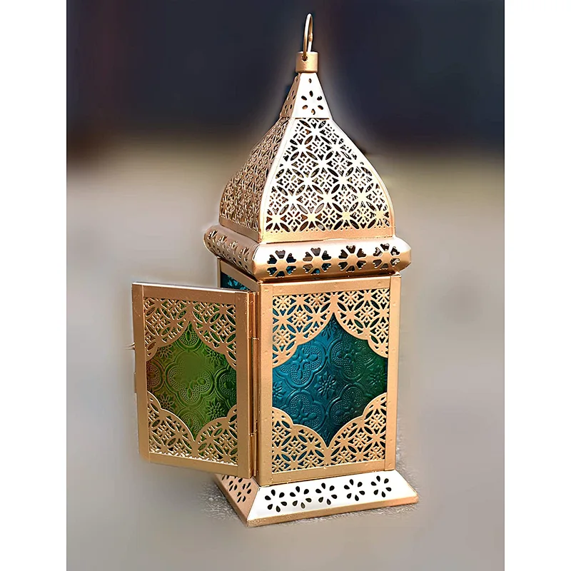 Simple restaurant atmosphere Islamic style iron table lamp custom hotel glass Moroccan table lamp