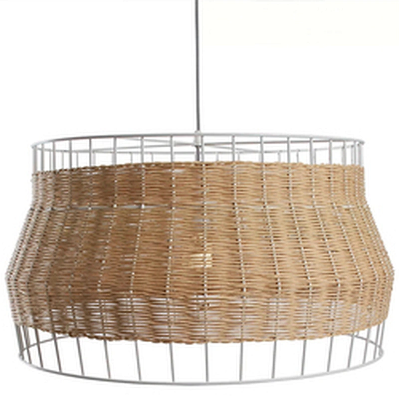 Modern nordic loft dining wicker rattan woven cage ceiling chandelier
