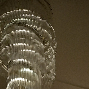 Modern hanging stairwell long spiral luxury white crystal chandelier light