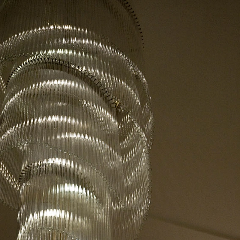 Modern hanging stairwell long spiral luxury white crystal chandelier light