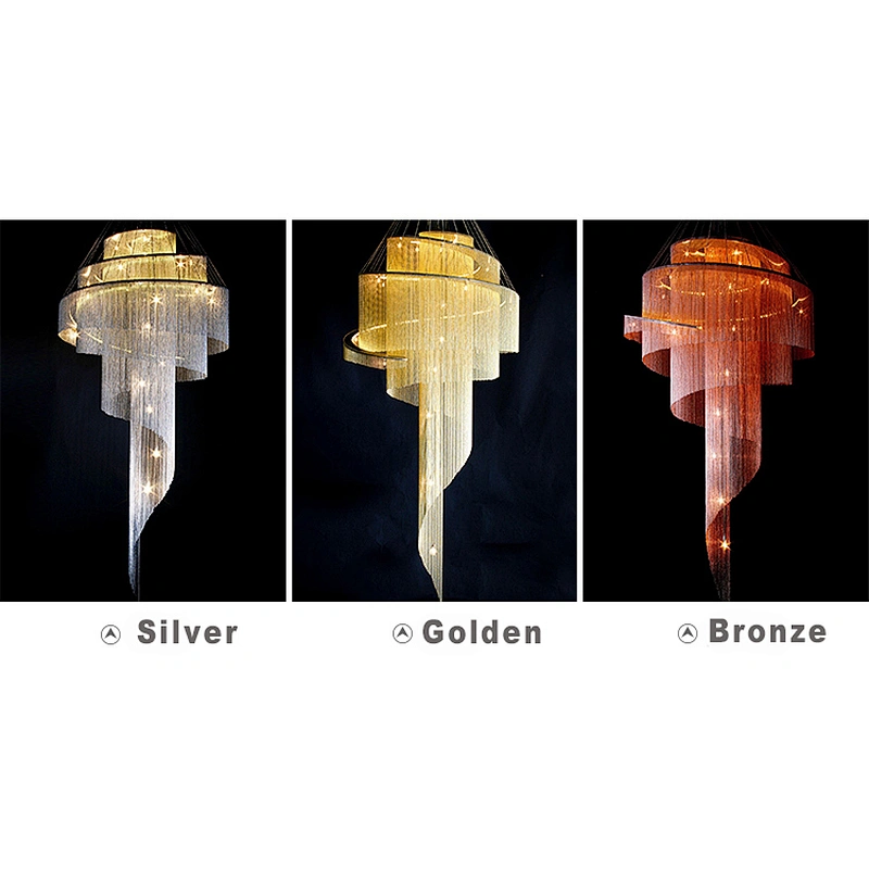 Large Living Room Villa Exhibition Hall Golden Ceiling Crystal Chandelier Hotel Project Tassel Revolving Staircase Chandelier