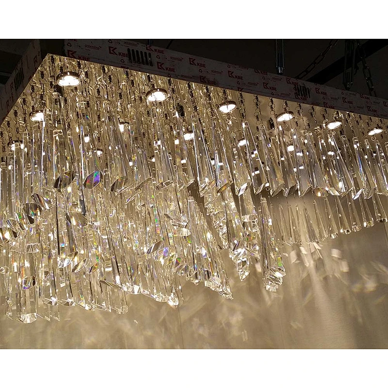 Large Rectangular Crystal Raindrop Chandelier Prisms For Hotel Lobby Pendant Lights