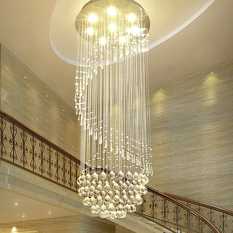 Custom modern spiral hanging led k9 crystal chandelier