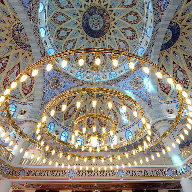 Morocco Lighting Crystal Chandelier Islamic Mosques Custom Designed Copper LED Aluminum 80 Hotel Traditional