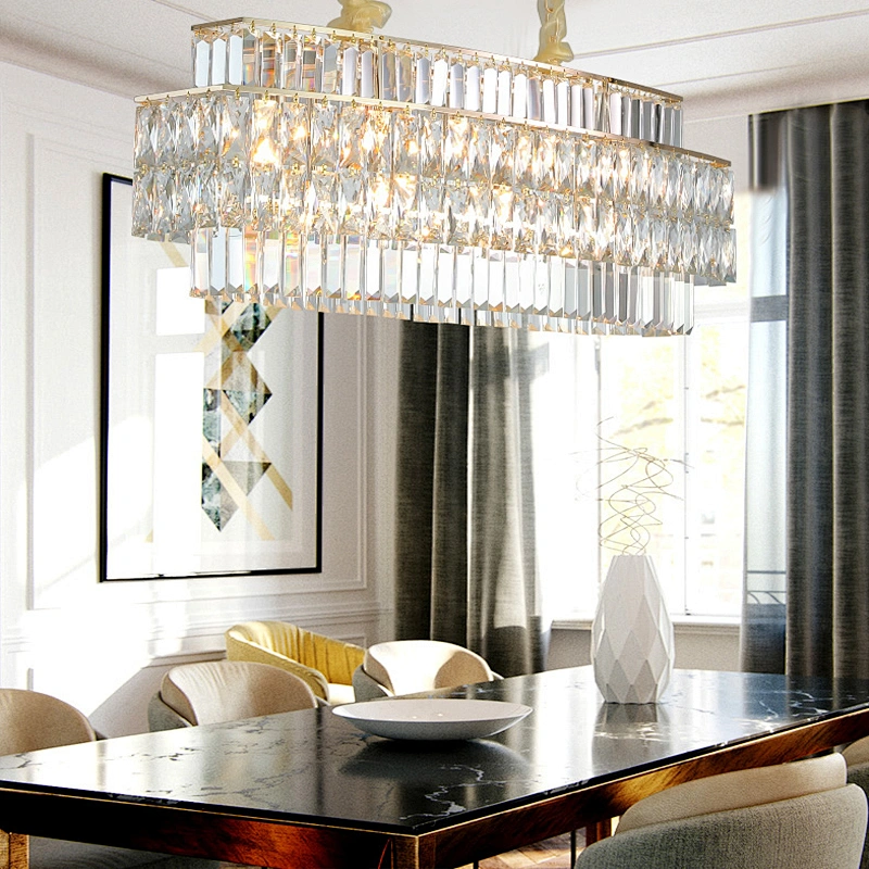 Modern lustre cristal rectangle dinding room  luxury new crystal lighting chandelier