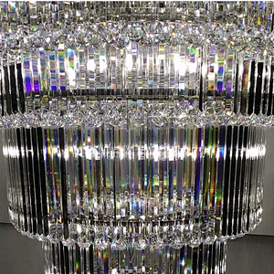 European Luxury Cone Shape Crystal Hotel Lobby Chandeliers Pendant Lights